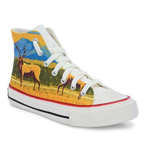 Crowcia London Mountain Deer Design High Top Sneakers – crowcialondon