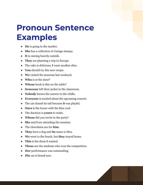 Examples Of Pronouns In Sentences Pronoun Worksheet With Example