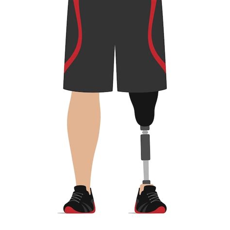 Sportler mit Beinprothese in Shorts und Turnschuhen isoliert auf weißem ...