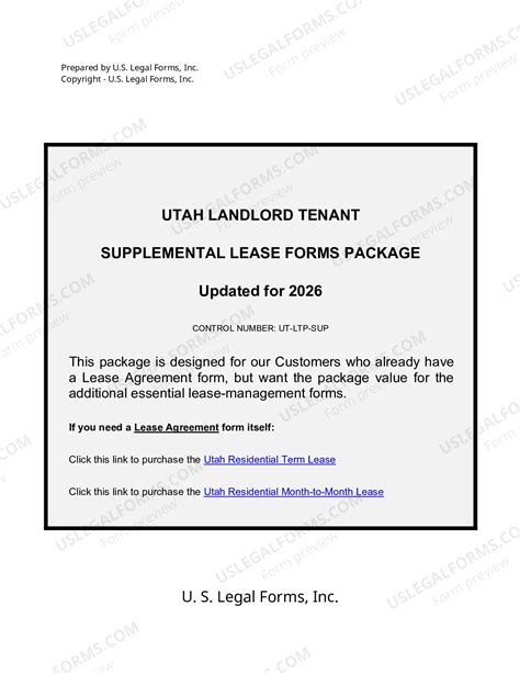 Utah Supplemental Residential Lease Forms Package | US Legal Forms