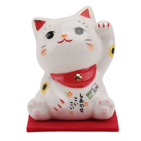 Amosfunfortune Cat Figurine Maneki Neko Figurine Ornament Japanese ...