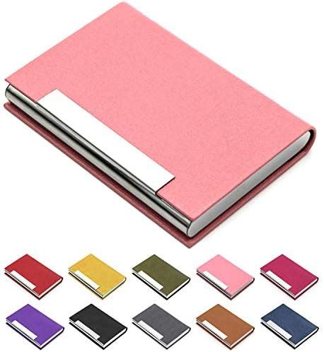 Business Card Holder, Business Card Case Luxury PU Leather & Stainless ...