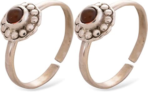 Buy Peenzone 92.5-925 Sterling Silver Red Onyx Toe Ring Leg Finger ...