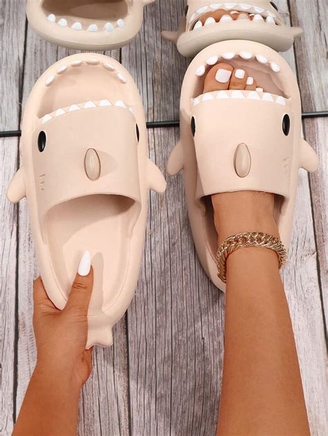Shark Shaped Strap Thick Sole Slides Slippers, Couple Slippers | SHEIN USA