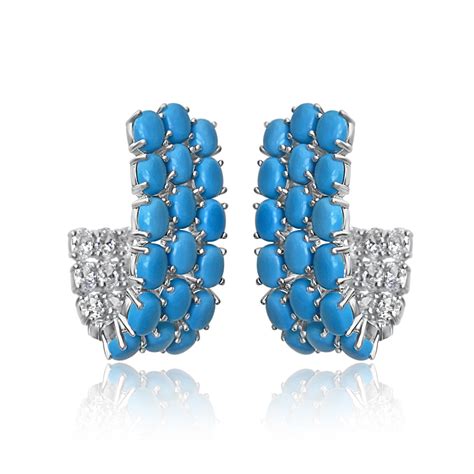Turquoise Diamond Earrings - Half Bali Earrings – Sneha Rateria Store