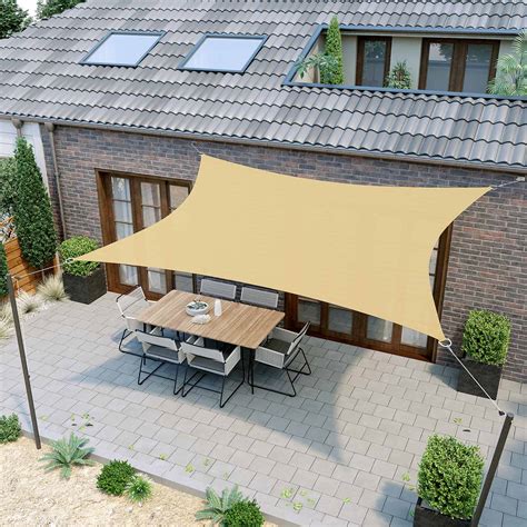 SONGMICS Sun Shade Sail, 12 ft x 8 ft (L x W) Rectangle Sun Shade, UV ...