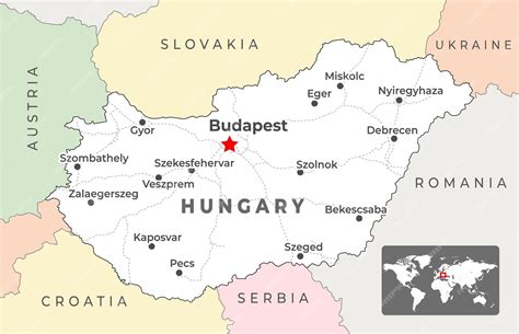 Premium Vector | Hungary political map with capital budapest most important cities and national ...