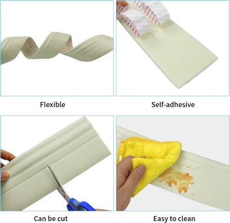 Buy Flexible Wall Trim Molding Trim, Peel and Stick Trim Molding 4 Inch ...