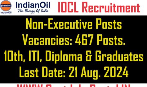 IOCL Non-Executive Jobs 2024: Apply for 467 Vacancies in Indian Oil ...