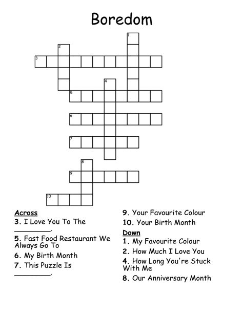 Boredom Crossword - WordMint