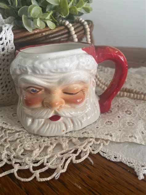 Vintage Winking Santa Mug With Rhinestone Eye Antique Retro Santa Mug - Etsy