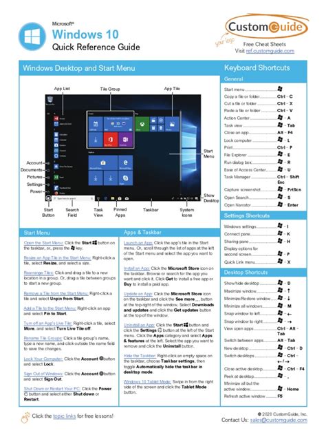 Image result for Windows 10 Quick Reference Guide