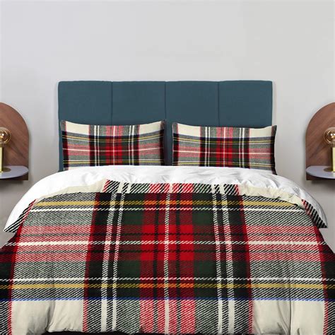 Amazon.com: BaoNews Scottish Tartan Duvet Cover Set Twin Size,3 Pieces ...