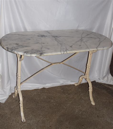 French, Vintage Bistro Table with a Oval Marble Top from the Early 20th ...