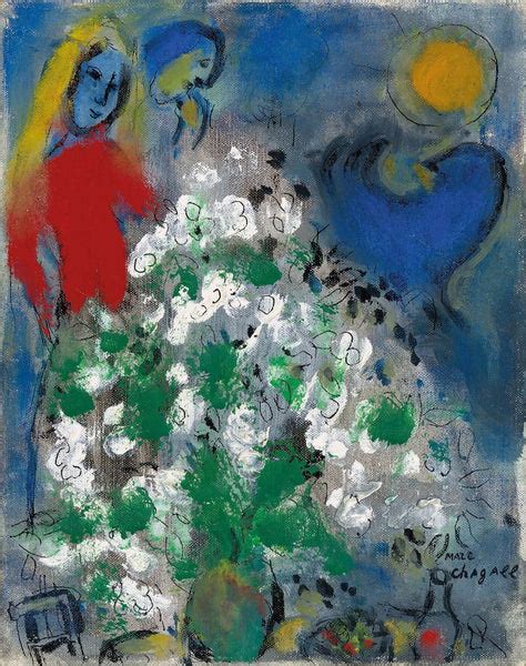 Blue CockAnd White Bouquet (Coq bleu et bouquet blanc) - Marc Chagall ...