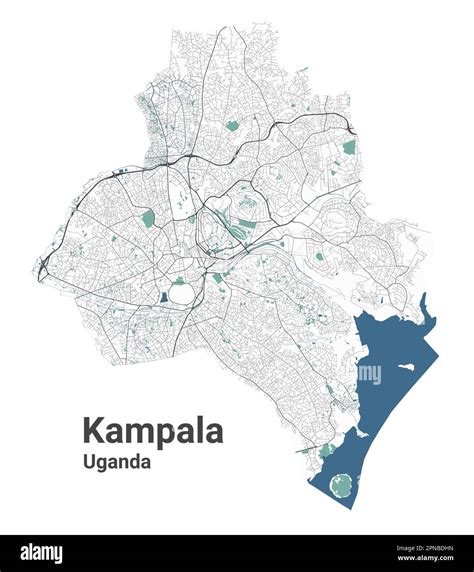 Kampala map, capital city of Uganda. Municipal administrative area map ...