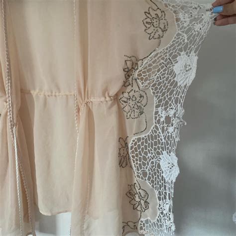 River island pink lace kimono beach cover up the... - Depop