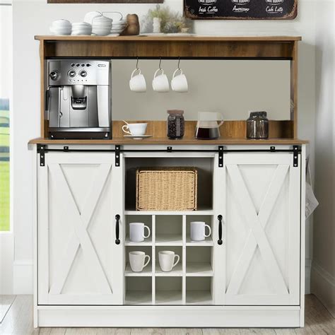 Amazon.com: Farmhouse Coffee Bar Cabinet, 47” Coffee Bar Cabinet with ...