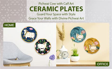 Artvibes Sacred Cow Pichwai Art Round Shape MDF Wooden Wall Decor Items ...