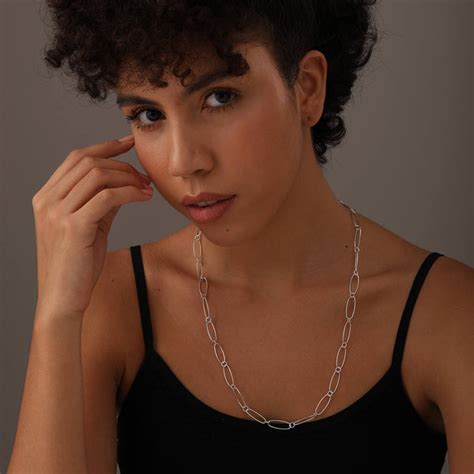 LeCalla - Buy 925 Sterling Silver Italian Paperclip Link Chain Necklace ...