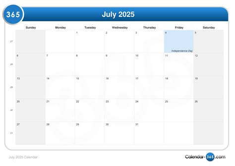 July 2025 Calendar