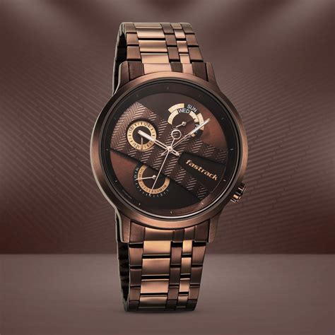 Buy Online Fastrack Exuberant Quartz Multifunction Brown Dial Stainless ...
