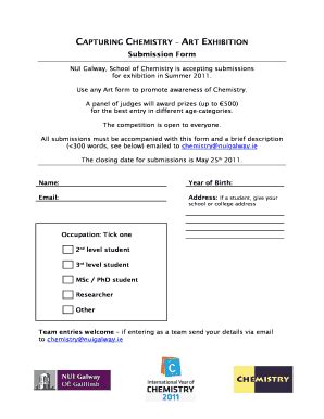 Fillable Online ista CAPTURING CHEMISTRY ART EXHIBITION Submission Form ...