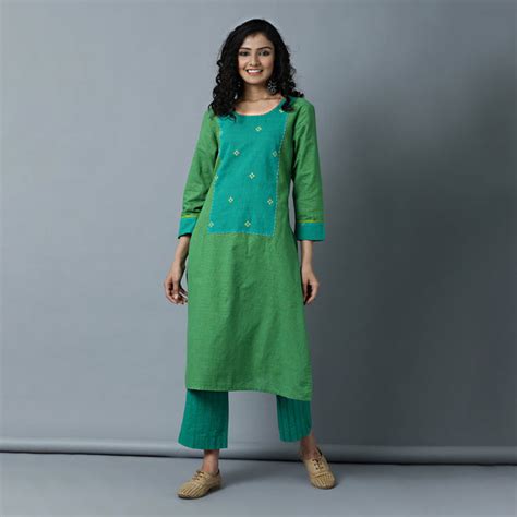 Straight Kurta with Long Centre Yoke - Small Checks – Indian Dobby