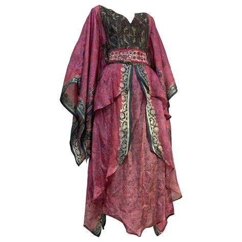 Torso Creations 2-Piece Apron-Front Sari Caftan w Mirrored and ...