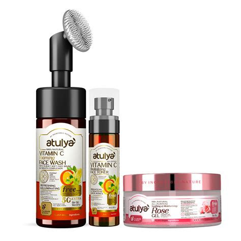 Atulya Vitamin C (Foaming Face wash + Toner) + Rose Gel Combo – atulya