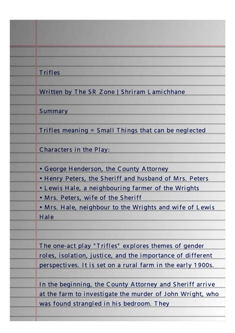 Trifles Class 11 Exercise: Questions Answers, Summary & Notes | NEB ...