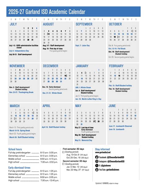 Garland - The 2026-2027 and 2027-2028 Garland ISD Academic Calendars ...
