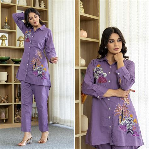 Sabella Cotton Palm Embroidery Co-ord Set Wholesale Catalog