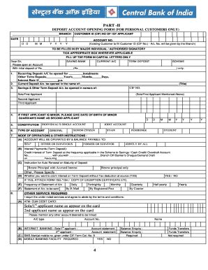 Central Bank Of India Account Opening - Fill and Sign Printable ...
