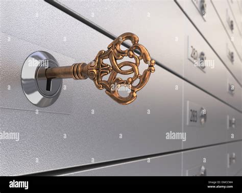 Key in the safe deposit box Stock Photo - Alamy