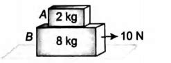 Block A of mass 2 kg is placed over a block B of mass 8 kg. The ...