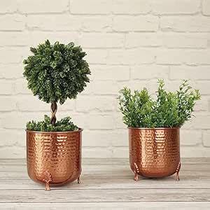 BEHOMA Hammered Copper Colour Metal Planter for Home Decor ...