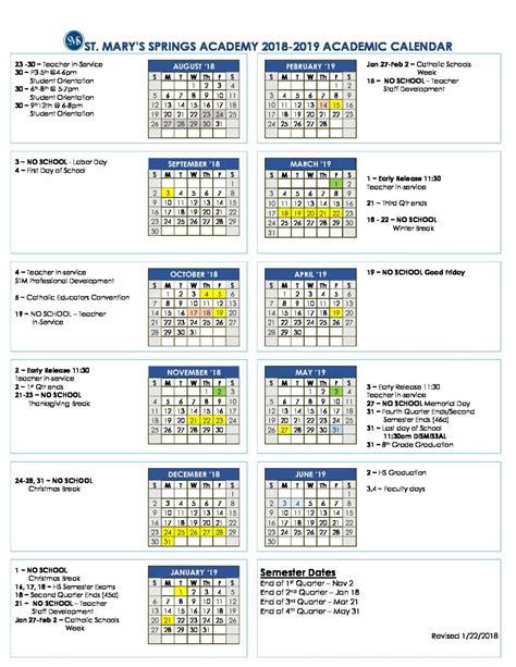 St Mary's University Academic Calendar - Good calendar idea
