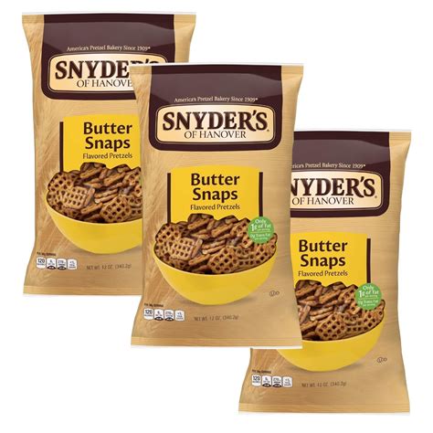 Snyder's of Hanover Pretzels BUTTER SNAPS Low Fat 9 oz (3 Bags) | eBay