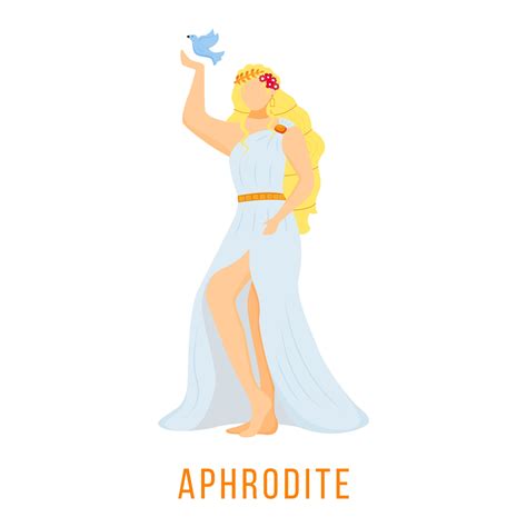 Aphrodite flat vector illustration. Ancient Greek deity. Goddess of ...