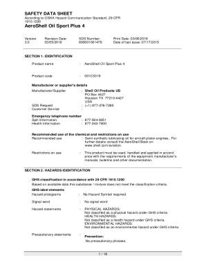 Fillable Online SDS - AeroShell Sport Plus 4 - Safety Data Sheet. View ...