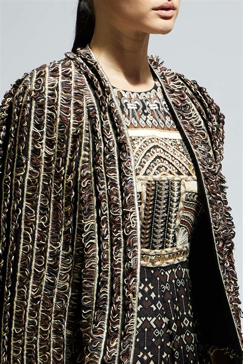 SVA By Sonam and Paras Modi - Brown Textured Noor Jacket - Elahe