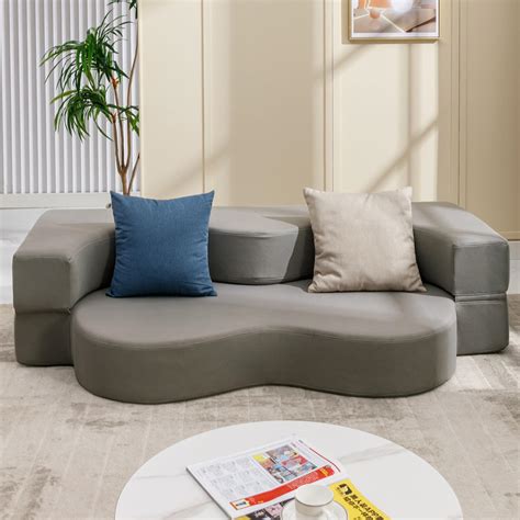 Amazon.com: ijuicy 2-in-1 Convertible Queen Size Floor Sofa Bed,79 ...