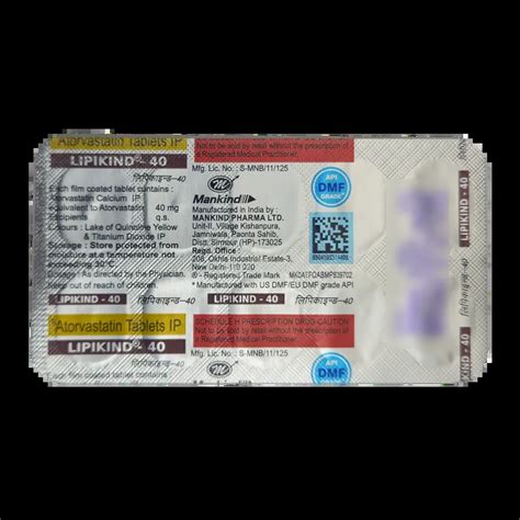 LIPIKIND 40MG TABLET 10'S Price, Uses, Side Effects & Substitutes | Medkart