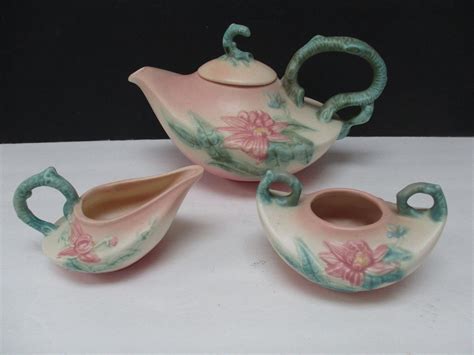 ANTIQUE HULL POTTERY W26 W27 W28 PITCHER CREAMER & SUGAR WILDFLOWER ...