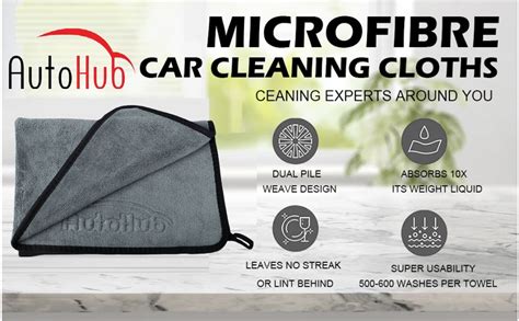 Auto Hub Heavy Microfiber Cloth for Car Cleaning and Washing, Double ...