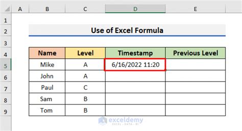 Image result for Excel Timestamp Formula