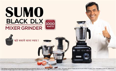 Sumo Black DLX Mixer Grinder with 4 Stainless Steel Jars, 1000 W in Bl ...