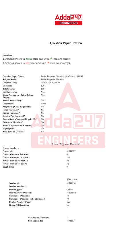 Mppgcl Junior Engineer Electrical - Question Paper Preview Notations ...