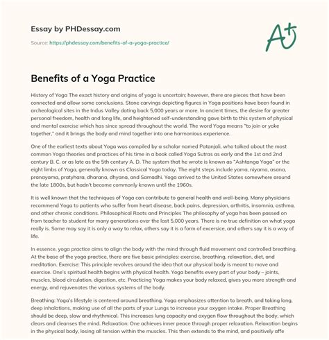 Benefits of a Yoga Practice - PHDessay.com